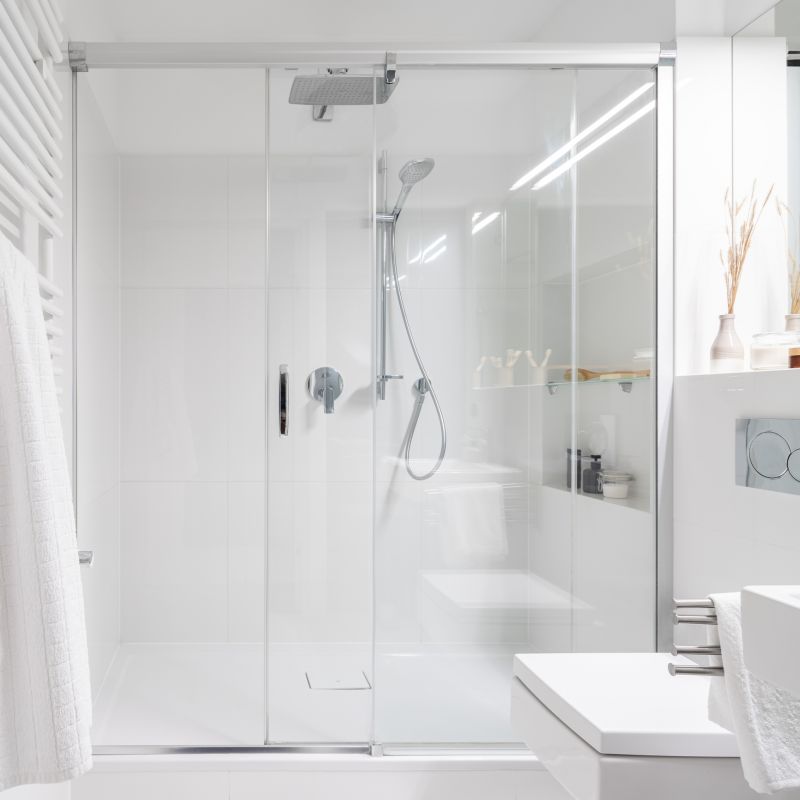 Contemporary Shower with Recessed Shelves
